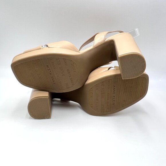 Anne Klein Womens Size 11 Zena Nude Beige Faux Vegan Leather Sandals Heels Shoes - Picture 11 of 16
